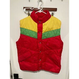 Weather Watcher Men's Vintage Colorblock Vest, Red/Green/Yellow, Large